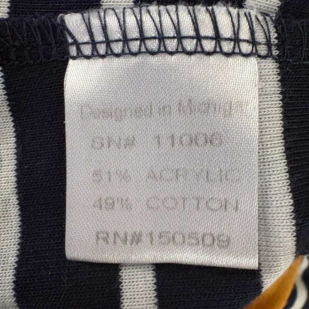 Hawthorne Cardigan Sweater Womens 2X Navy Blue White Striped Mustard Yellow Trim - Picture 5 of 6